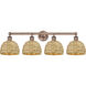 Edison Woven Rattan 4 Light 35 inch Antique Copper Bath Vanity Light Wall Light