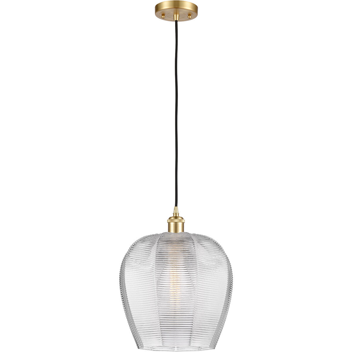 Ballston Norfolk 1 Light 12 inch Satin Gold Mini Pendant Ceiling Light in Clear Glass