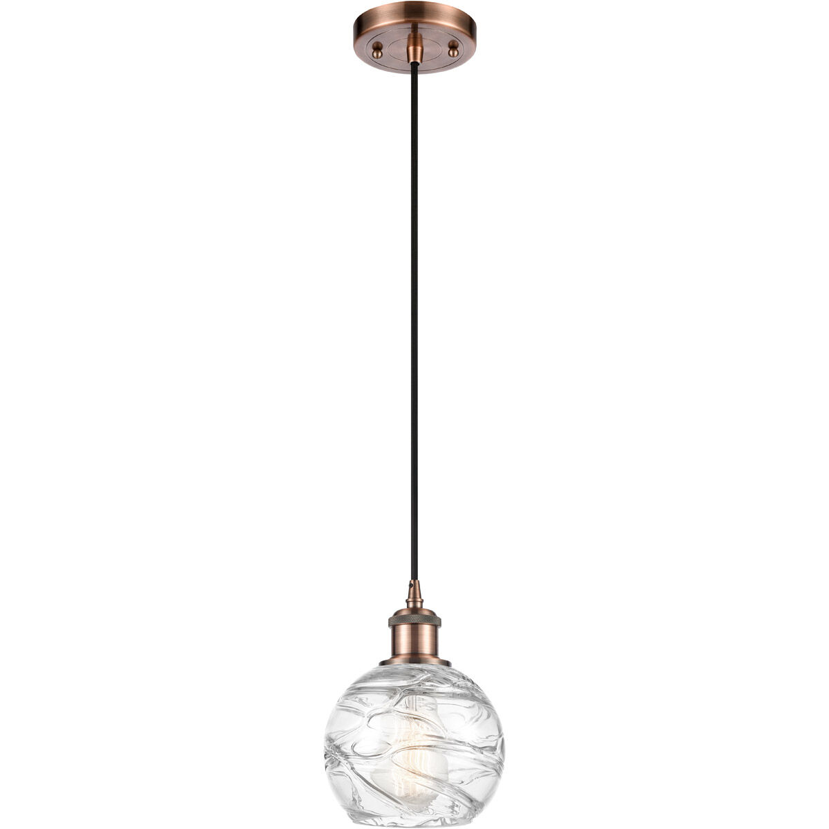 Ballston Small Deco Swirl 1 Light 6 inch Antique Copper Mini Pendant Ceiling Light, Ballston