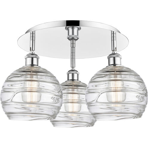 Athens Deco Swirl 3 Light 19.75 inch Polished Chrome Flush Mount Ceiling Light