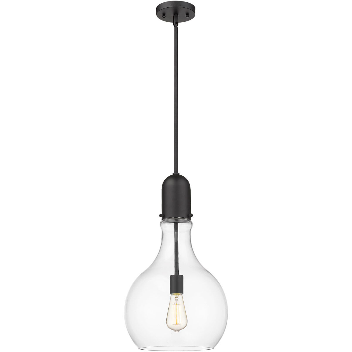 Amherst 1 Light 12 inch Matte Black Mini Pendant Ceiling Light in Clear Glass
