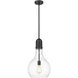 Amherst LED 11.75 inch Matte Black Mini Pendant Ceiling Light in Clear Glass