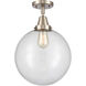 Beacon 1 Light 12 inch Brushed Satin Nickel Flush Mount Ceiling Light in Clear Glass
