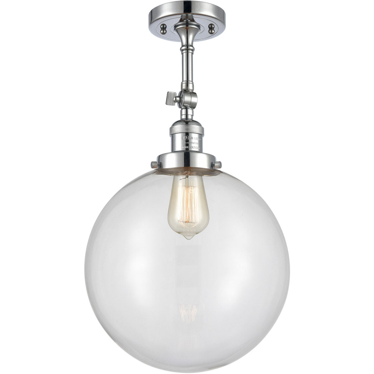 Franklin Restoration XX-Large Beacon LED 12 inch Polished Chrome Semi-Flush Mount Ceiling Light in Clear Glass, Franklin Restoration