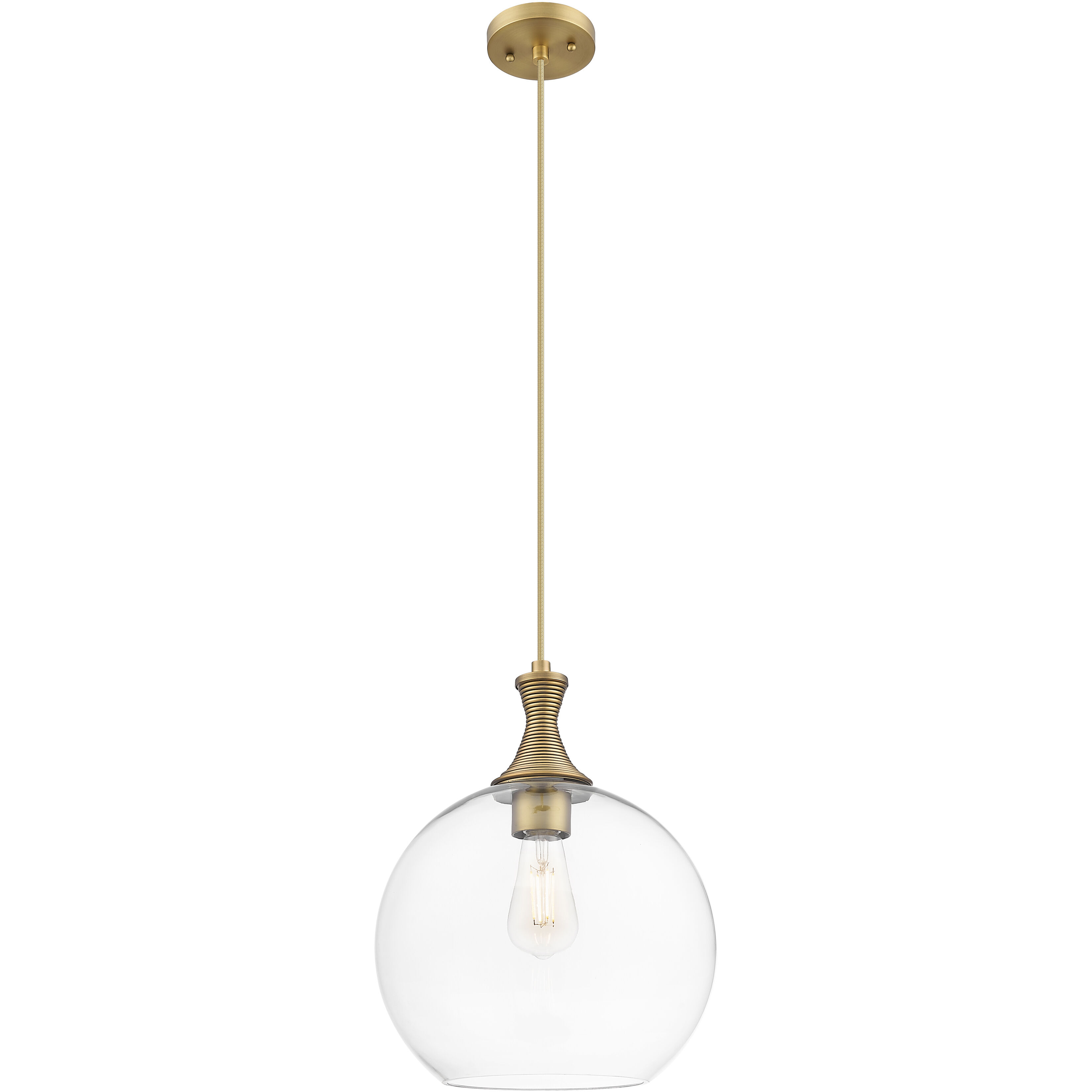 Astor 1 Light 12 inch Brushed Brass Mini Pendant Ceiling Light in Clear Glass