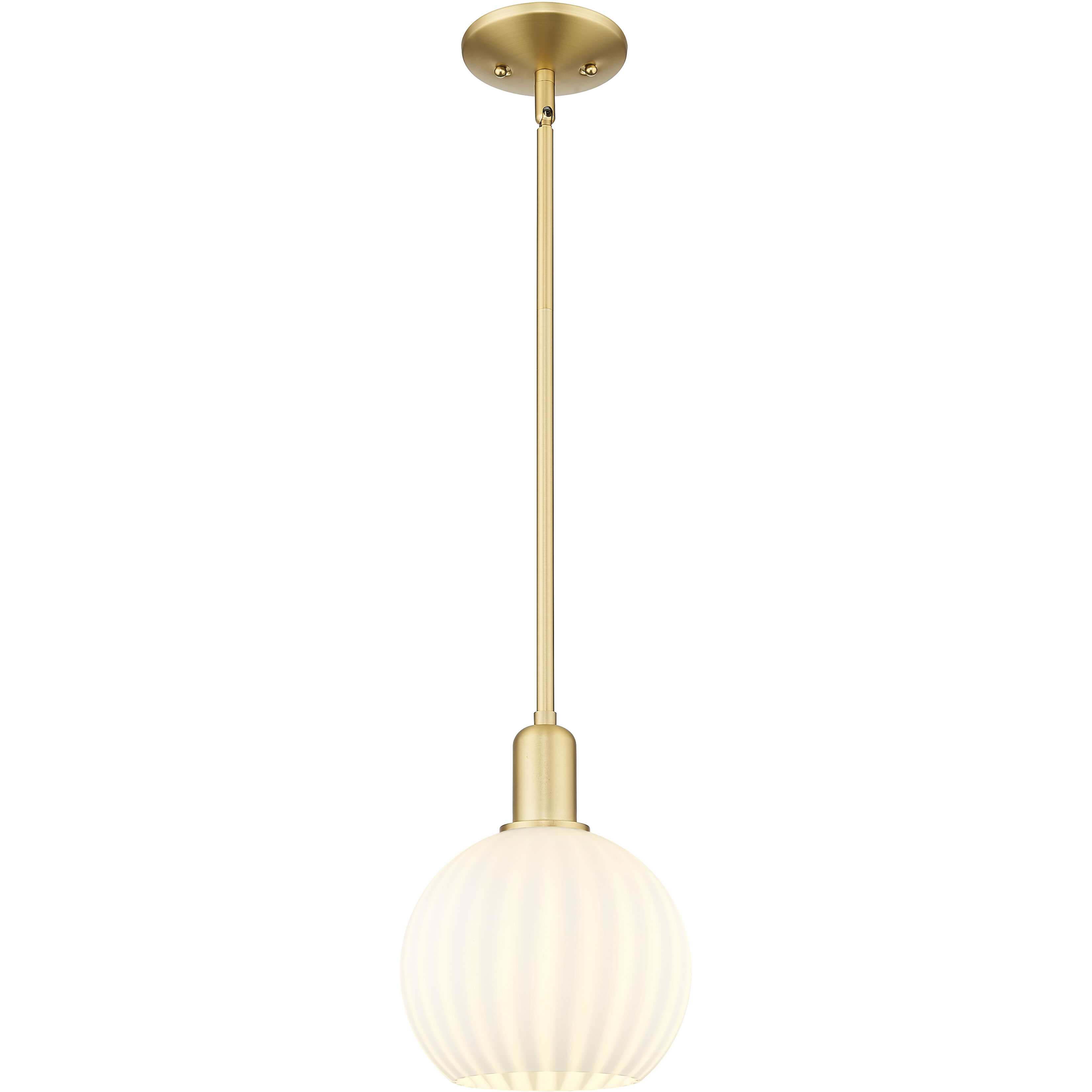 Arcadia White Venetian 1 Light 8 inch Satin Gold Mini Pendant Ceiling Light