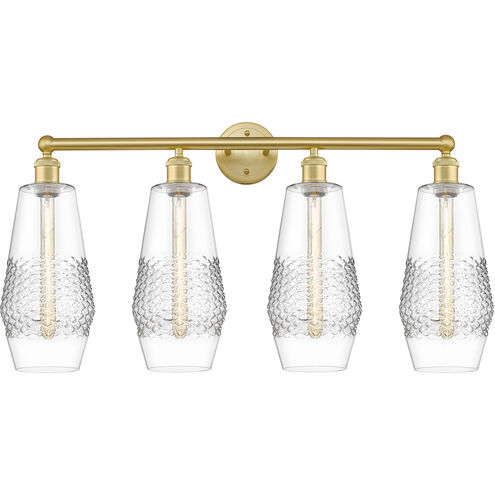 Windham 4 Light 34 inch Satin Gold and Clear Bath Vanity Light Wall Light