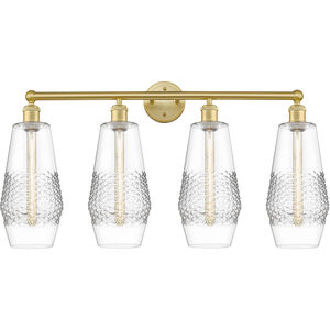 Windham 4 Light 34 inch Satin Gold and Clear Bath Vanity Light Wall Light