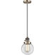Franklin Restoration Beacon LED 6 inch Antique Brass Mini Pendant Ceiling Light in Clear Glass