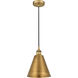 Edison Cone LED 8 inch Brushed Brass Mini Pendant Ceiling Light
