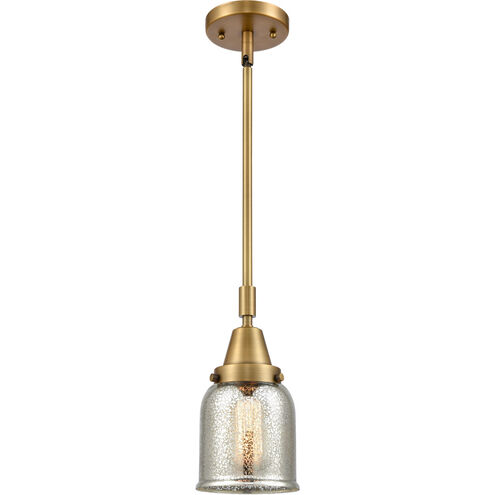 Franklin Restoration Small Bell 1 Light 5 inch Brushed Brass Mini Pendant Ceiling Light in Silver Plated Mercury Glass