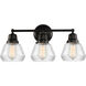 Aditi Fulton 3 Light 22.75 inch Matte Black Bath Vanity Light Wall Light, Aditi