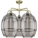 Ballston Vaz 5 Light 28 inch Antique Brass Stem Hung Chandelier Ceiling Light in Light Smoke Glass