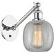 Ballston Belfast LED 6 inch Polished Chrome Sconce Wall Light in Clear Crackle Glass