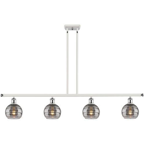 Ballston Rochester 4 Light 48 inch White Polished Chrome Stem Hung Island Light Ceiling Light
