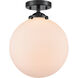 Nouveau XX-Large Beacon 1 Light 12 inch Oil Rubbed Bronze Semi-Flush Mount Ceiling Light in Matte White Glass, Nouveau
