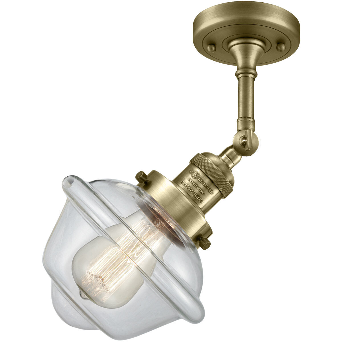 Franklin Restoration Small Oxford 1 Light 8 inch Antique Brass Sconce Wall Light in Incandescent, Clear Glass, Franklin Restoration