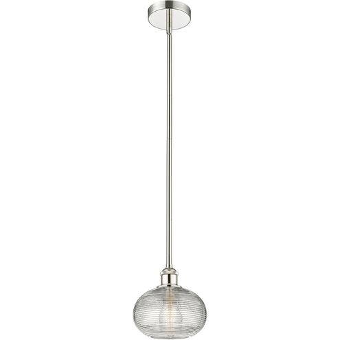 Edison Ithaca 1 Light 8 inch Polished Nickel Stem Hung Mini Pendant Ceiling Light