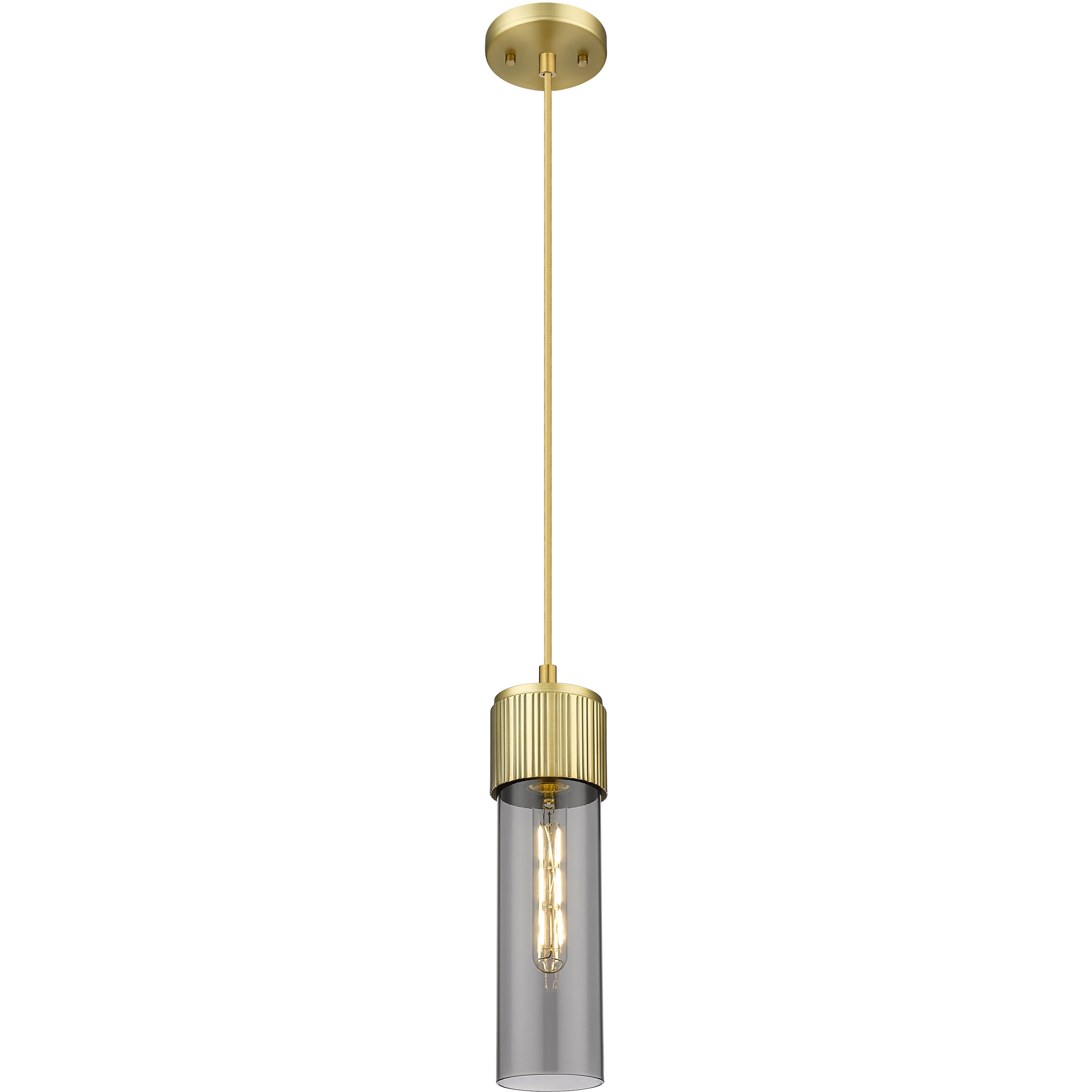 Downtown Urban Bolivar 1 Light 4.75 inch Brushed Brass Pendant Ceiling Light in Light Smoke Glass
