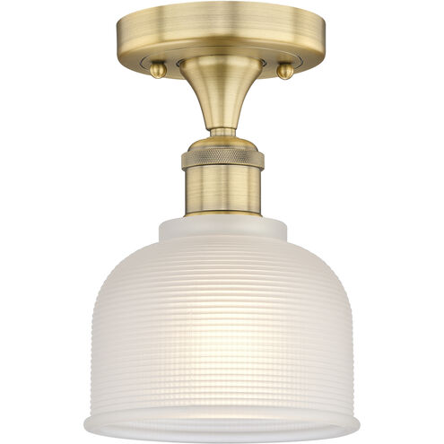 Dayton 1 Light 5.5 inch Brushed Brass Flush Mount Ceiling Light in White