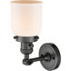 Franklin Restoration Small Bell 1 Light 5 inch Oil Rubbed Bronze Sconce Wall Light in Matte White Glass, Franklin Restoration