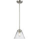 Nouveau Large Cone 1 Light 8 inch Brushed Satin Nickel Mini Pendant Ceiling Light in Clear Glass, Nouveau