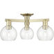 Arcadia Athens 3 Light 23.38 inch Antique Brass Semi-Flush Mount Ceiling Light in Clear