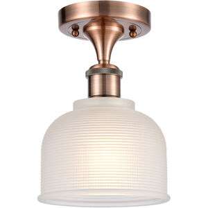 Ballston Dayton LED 6 inch Antique Copper Semi-Flush Mount Ceiling Light in White Glass, Ballston