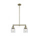 Franklin Restoration Small Bell 2 Light 21 inch Antique Brass Chandelier Ceiling Light in Clear Glass, Franklin Restoration