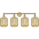 Edison Preston 4 Light 33.75 inch Brushed Brass Bath Vanity Light Wall Light in Mercury