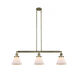 Franklin Restoration Large Cone 3 Light 40 inch Antique Brass Island Light Ceiling Light in Incandescent, Matte White Glass, Franklin Restoration