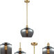 Ballston Large Fenton LED 11 inch Satin Gold Pendant Ceiling Light in Plated Smoke Glass, Ballston