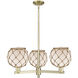 Arcadia Farmhouse Rope 3 Light 30 inch Antique Brass Chandelier Ceiling Light