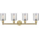 Cobbleskill 4 Light 32 inch Brushed Brass and Clear Bath Vanity Light Wall Light