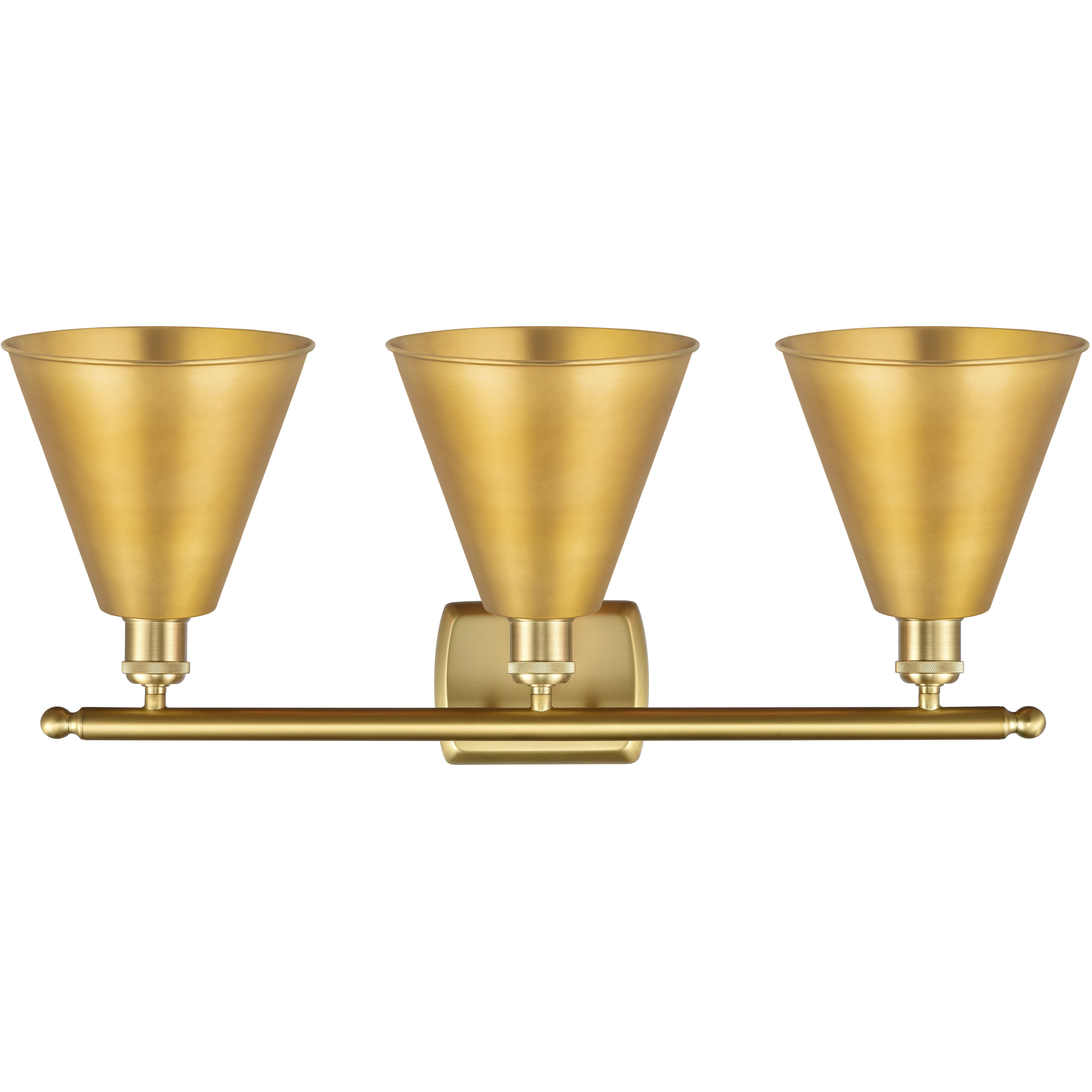Ballston Cone 3 Light 28 inch Satin Gold Bath Vanity Light Wall Light