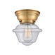 Aditi Small Bell 1 Light 6 inch Brushed Brass Flush Mount Ceiling Light in Plated Smoke Glass, Aditi
