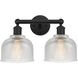 Edison Dayton 2 Light 15 inch Matte Black Bath Vanity Light Wall Light in Clear Glass