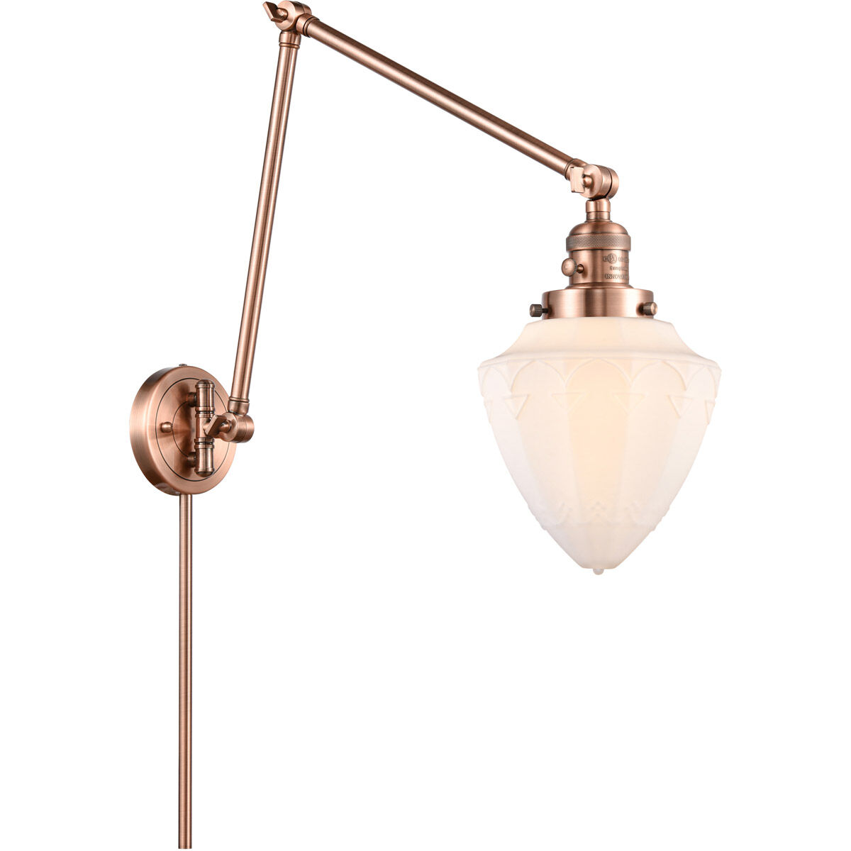 Franklin Restoration Bullet 32 inch 6.00 watt Antique Copper Swing Arm Wall Light