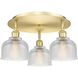 Dayton 3 Light 17.25 inch Satin Gold Flush Mount Ceiling Light in Clear