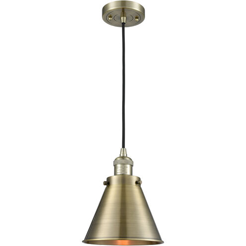 Franklin Restoration Appalachian 1 Light 8 inch Antique Brass Mini Pendant Ceiling Light in Incandescent, Franklin Restoration