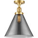 Franklin Restoration X-Large Cone 1 Light 12 inch Satin Gold Semi-Flush Mount Ceiling Light in Plated Smoke Glass, Franklin Restoration