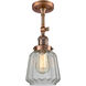 Franklin Restoration Chatham 1 Light 6 inch Antique Copper Semi-Flush Mount Ceiling Light in Clear Glass, Franklin Restoration
