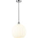 Edison White Venetian 1 Light 13.75 inch Polished Chrome Cord Hung Pendant Ceiling Light