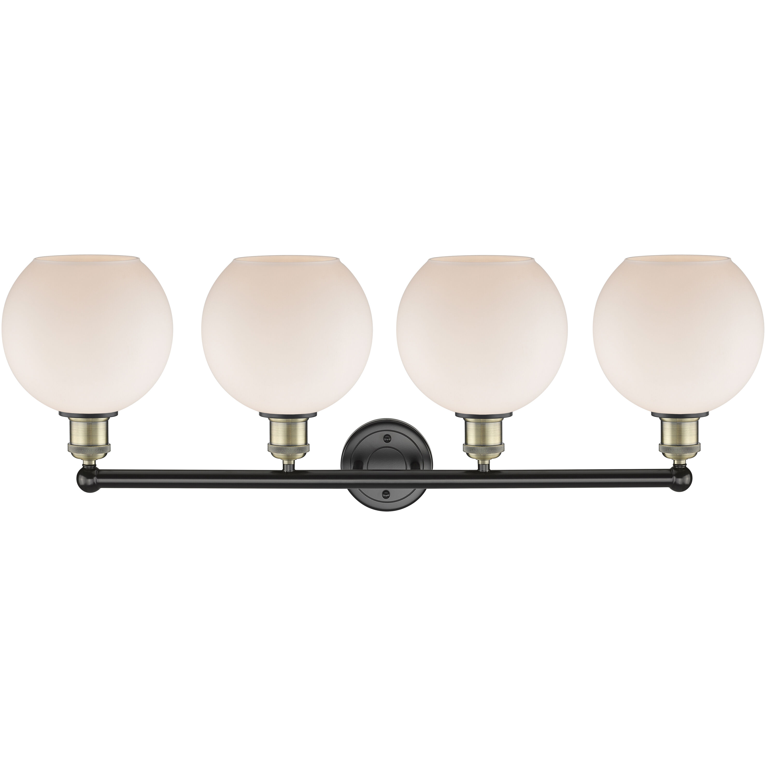 Athens 4 Light 35 inch Black Antique Brass Bath Vanity Light Wall Light in Matte White