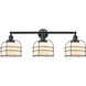 Franklin Restoration Large Bell Cage LED 34 inch Matte Black Bath Vanity Light Wall Light in Matte White Glass, Franklin Restoration