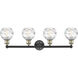 Athens Deco Swirl 4 Light 33 inch Black Antique Brass Bath Vanity Light Wall Light in Clear Deco Swirl