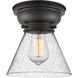 Aditi Large Cone LED 8 inch Matte Black Flush Mount Ceiling Light in Seedy Glass, Aditi