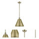 Ballston Cone LED 12 inch Antique Brass Pendant Ceiling Light