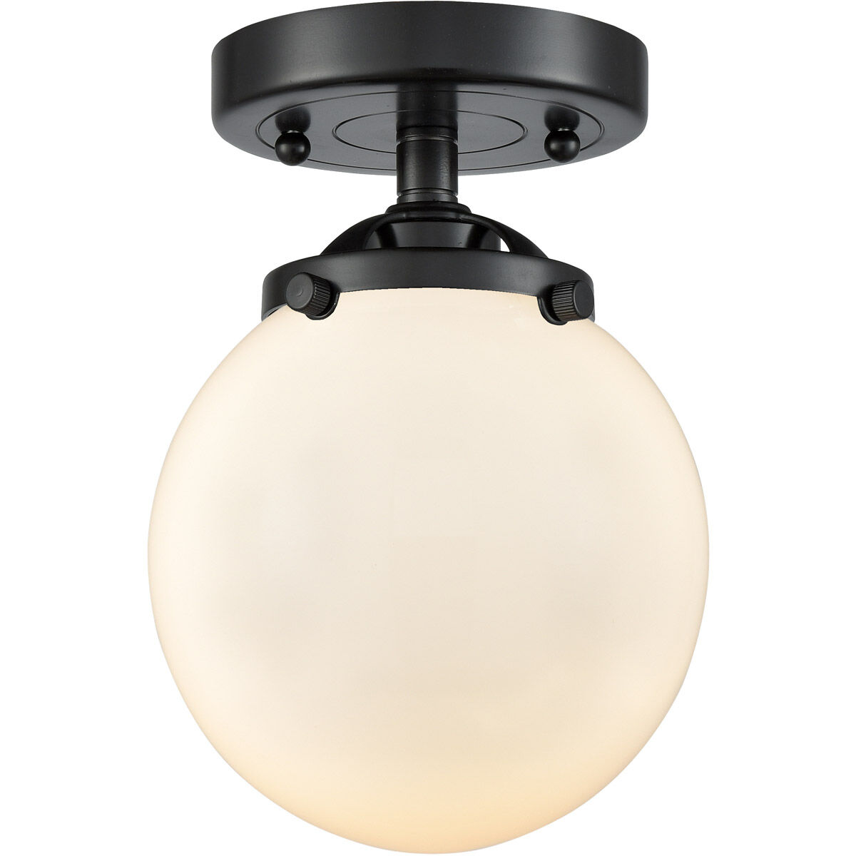 Nouveau Beacon 1 Light 6 inch Oil Rubbed Bronze Semi-Flush Mount Ceiling Light in Matte White Glass, Nouveau