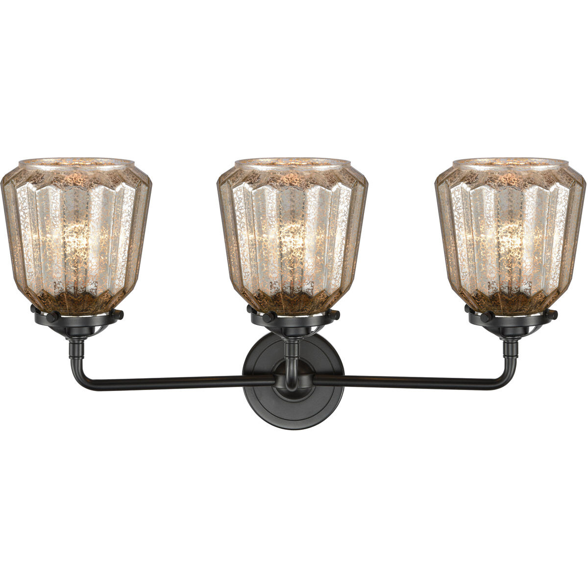 Nouveau Chatham 3 Light 24 inch Oil Rubbed Bronze Bath Vanity Light Wall Light in Mercury Glass, Nouveau